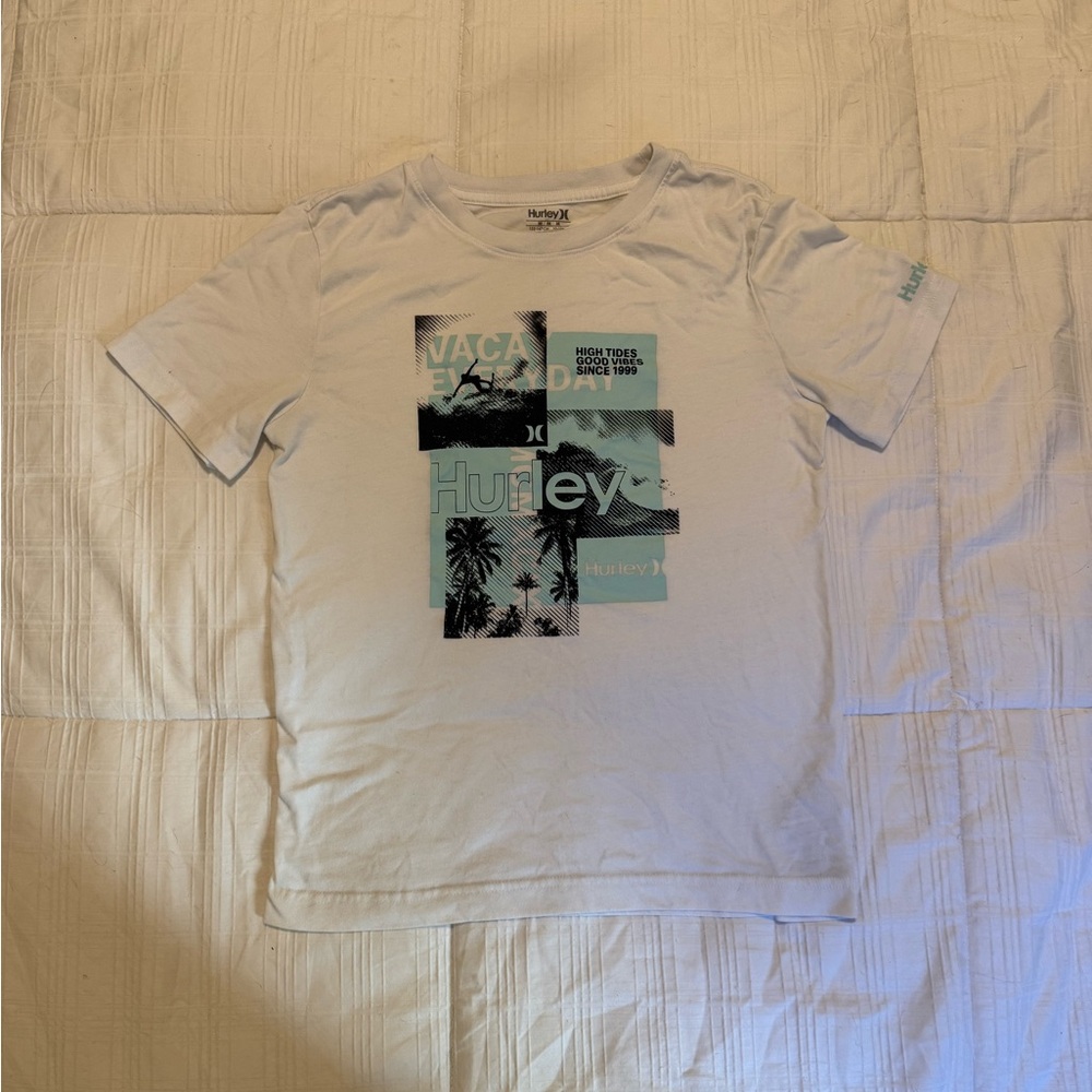 Hurley White Tee with Blue and Black Graphic